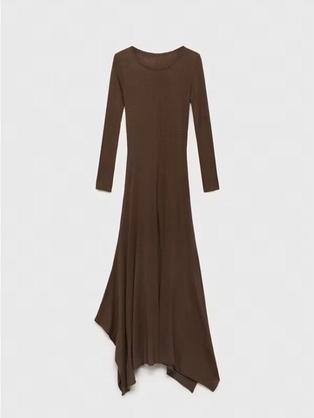 MANGO NWT Asymmetrical Knit Maxi Dress Caramel Size 8